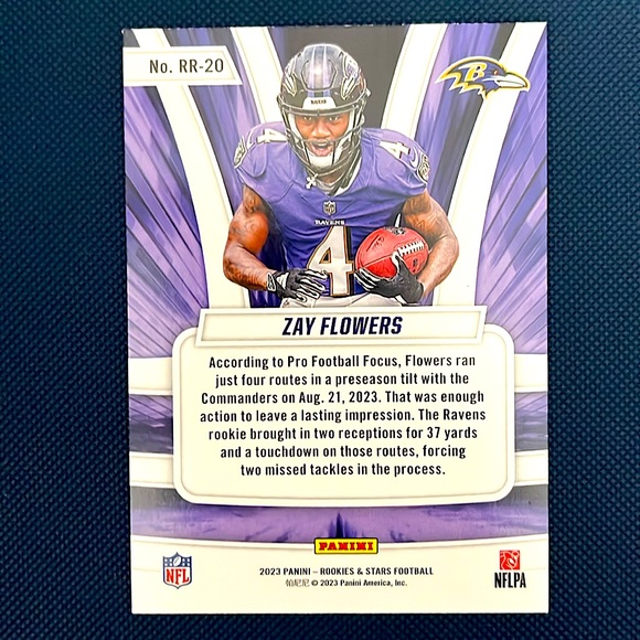 Zay Flowers 2023 Panini Rookies/Stars Rush Baltimore Ravens NFL Football Card - Picture 2 of 2